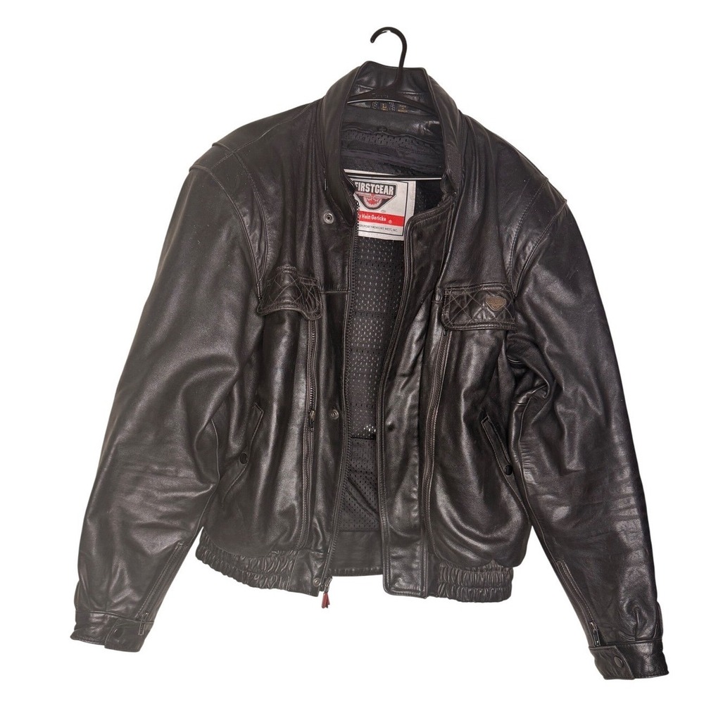 Vintage 90s Firstgear Hein Gericke Armored Leather Moto Jacket L Tall Heavy